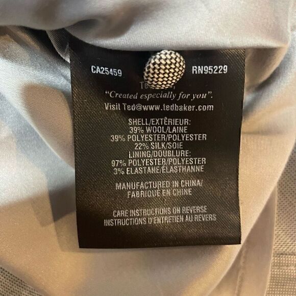 Ted Baker Grey Dress Bow Spagetti Strap Size 2 Wool Silk Blend Fitted Sheath - Picture 6 of 11